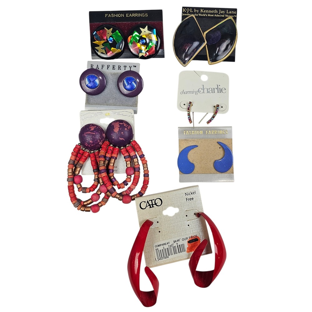 Vtg Modern Earring Lot Kenneth Jay Lane KJL Rafferty Cato Charming Charlie 7pc